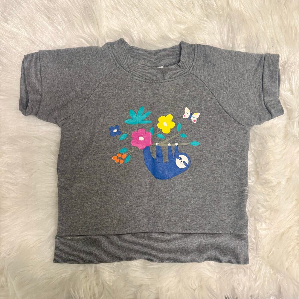 Hanna Andersson Sloth Shortsleeve Sweatshirt Girls Sz 5 Floral fall